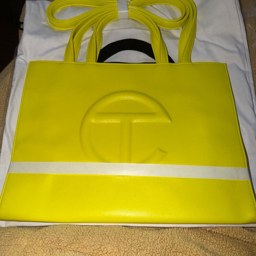 Authentic Telfar Medium Highlighter Yellow Shopping Bag New